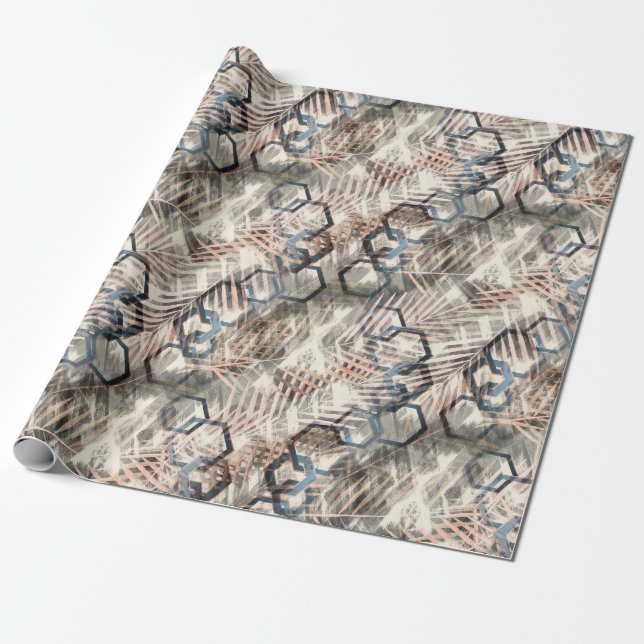 Chains on palm leaves. wrapping paper (Unrolled)