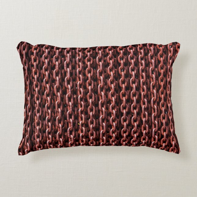 Chains rusty links iron metal decorative cushion (Front)