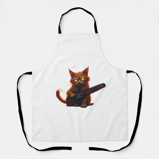 chainsaw cat shirt Classic  Apron (Front)