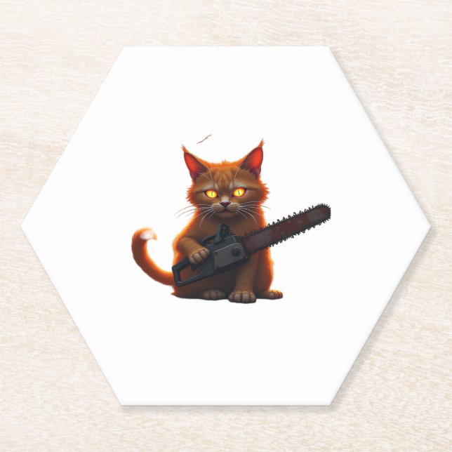 chainsaw cat shirt Classic  Paper Coaster (Front)