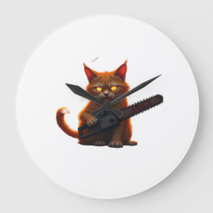 chainsaw cat shirt Classic T-Shirt Large Clock