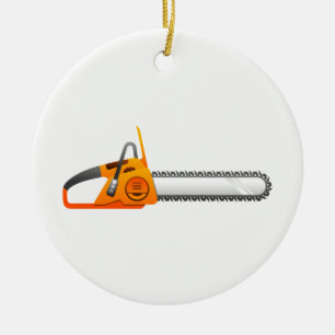 Chainsaw Ceramic Ornament