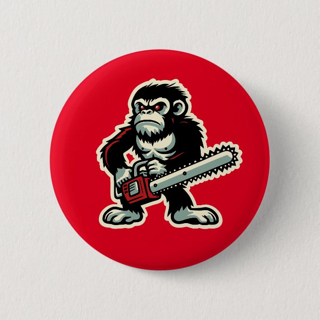 Chainsaw Chimp 6 Cm Round Badge (Front)