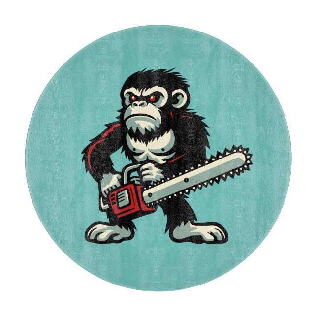 Chainsaw Chimp Cutting Board (Front)