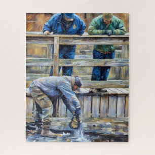Chainsaw ice Trout Fishing Jigsaw Puzzle