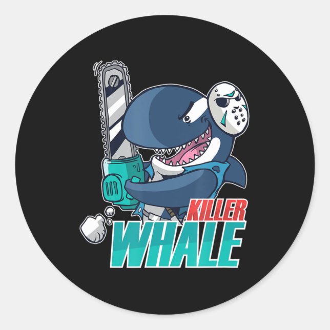 Chainsaw Killer Whale Costume Fun Orca Halloween  Classic Round Sticker (Front)