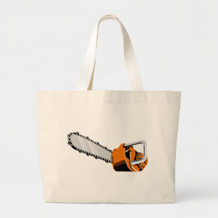 chainsaw retro style large tote bag