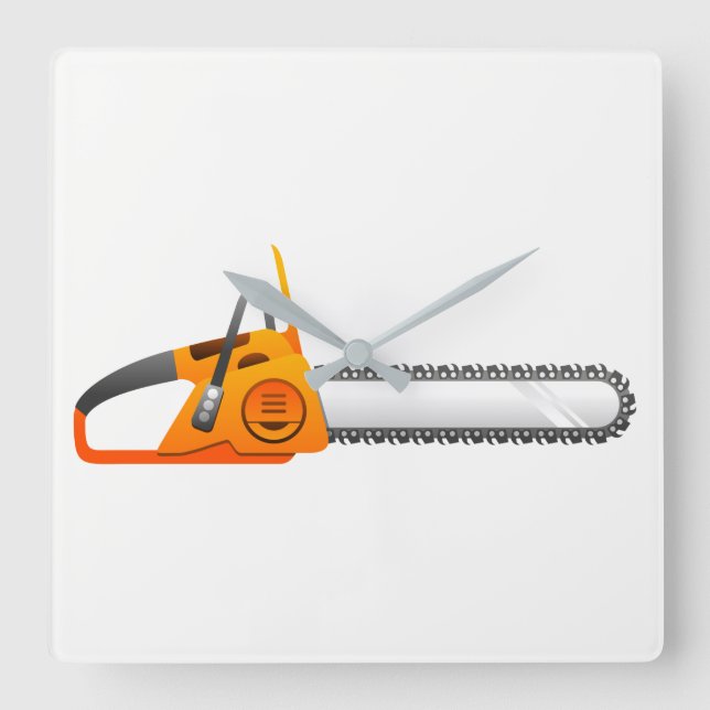 Chainsaw Square Wall Clock (Front)