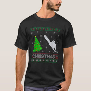 Chainsaw Xmas Tree Lighting Ugly Christmas Sweater