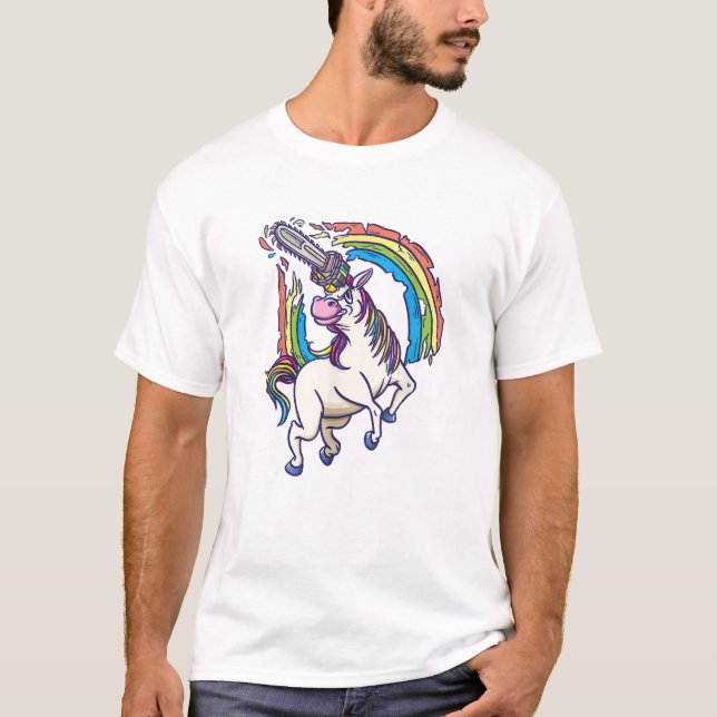 Chainsaws unicorn comes to kill fun gift T-Shirt (Front)