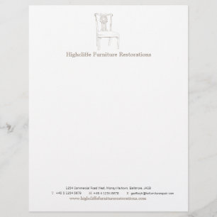 Chair drawing antiques business letterhead template