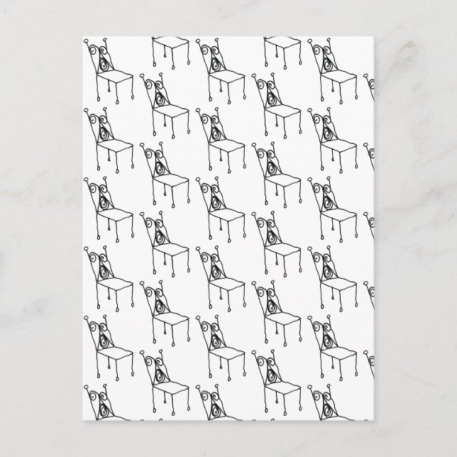 Chair Line Art Drawing Postcard (Front)