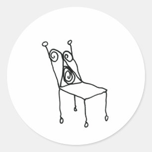 Chair Line Drawing Art Classic Round Sticker