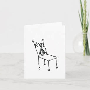 Chair Line Drawing Art Folded Note Card