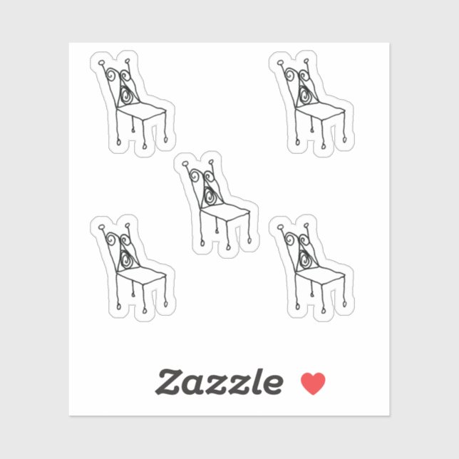 Chair Line Drawing Custom-Cut Vinyl Stickers (Sheet)