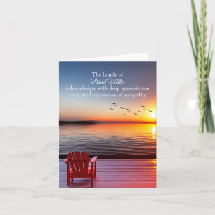 Chair On Lake Dock for Sympathy Thank You Card