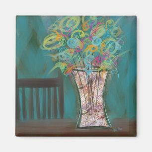 Chair with Expressive Bouquet Original Art Magnet