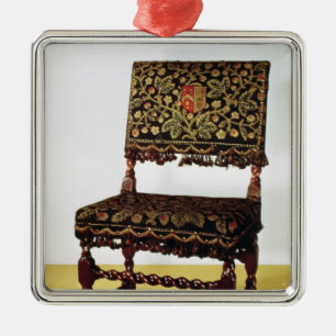 Chair with spiral stretchers, late 17th century metal ornament