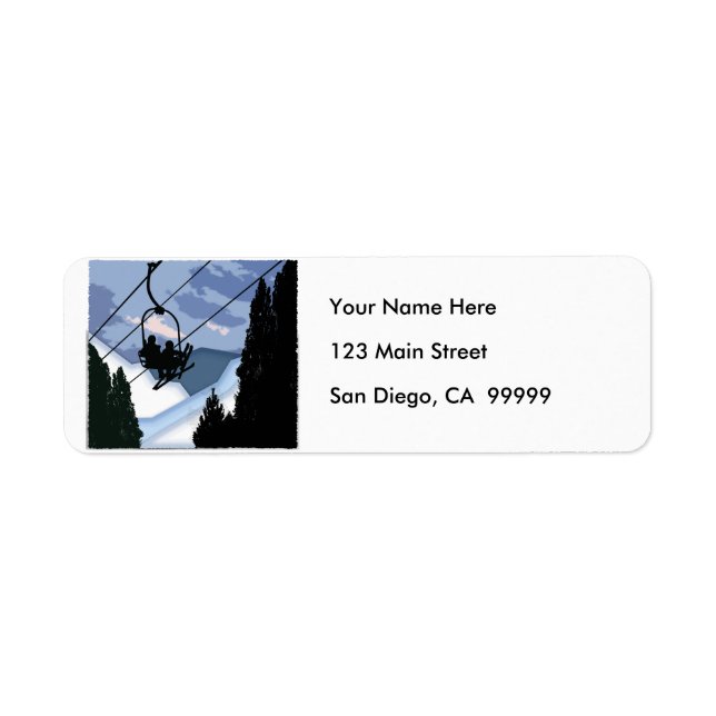 Chairlift Full of Skiers Return Address Label (Front)