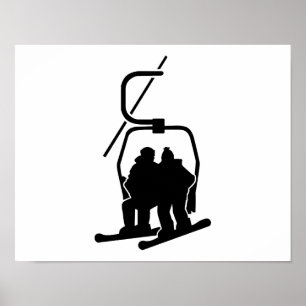 Chairlift snowboarder poster