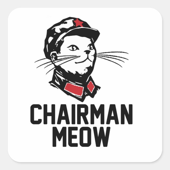Chairman Meow (Mao) Design Square Sticker (Front)