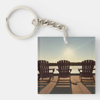 Chairs by the lake key ring
