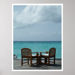 Chairs on a Dock by the Sea Poster