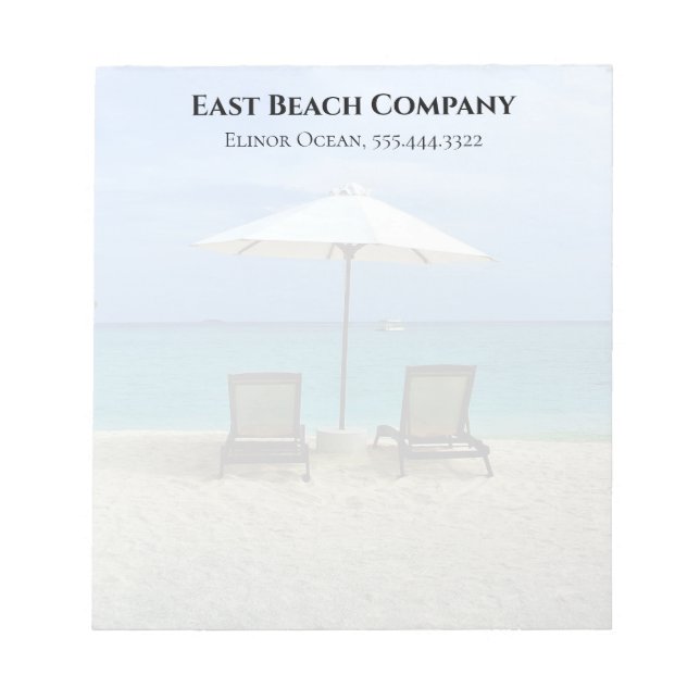 Chairs on Beach Umbrella Vacation Notepad (Front)