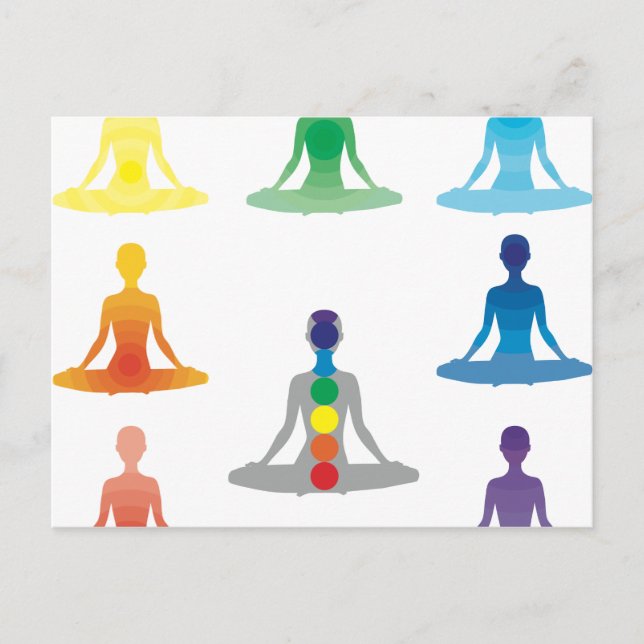 Chakra 7 colours aura chi prana yogi yoga lotus postcard (Front)