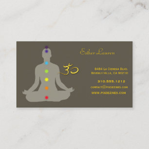 Chakra colours, Lotus flower, Om yoga, healers Business Card