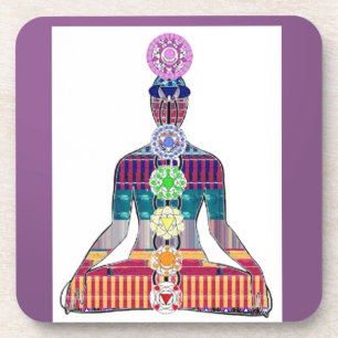 CHAKRA diagram Yoga Meditation Peace NVN630 FUN Coaster