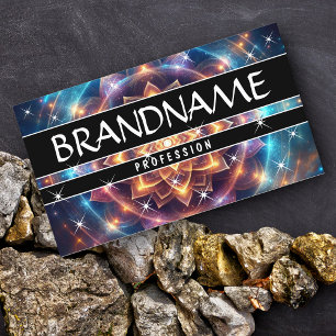 Chakra Flower of Life Glitter Sparkling Stars Business Card