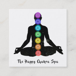 *~* Chakra Healing Meditation Lotus Pose Man Square Business Card