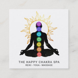 *~* Chakra Healing Meditation Sun Lotus Pose Man Square Business Card