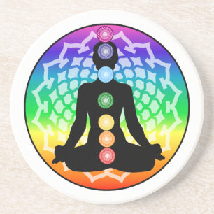 Chakra Lotus Sandstone Coaster – Yoga Art