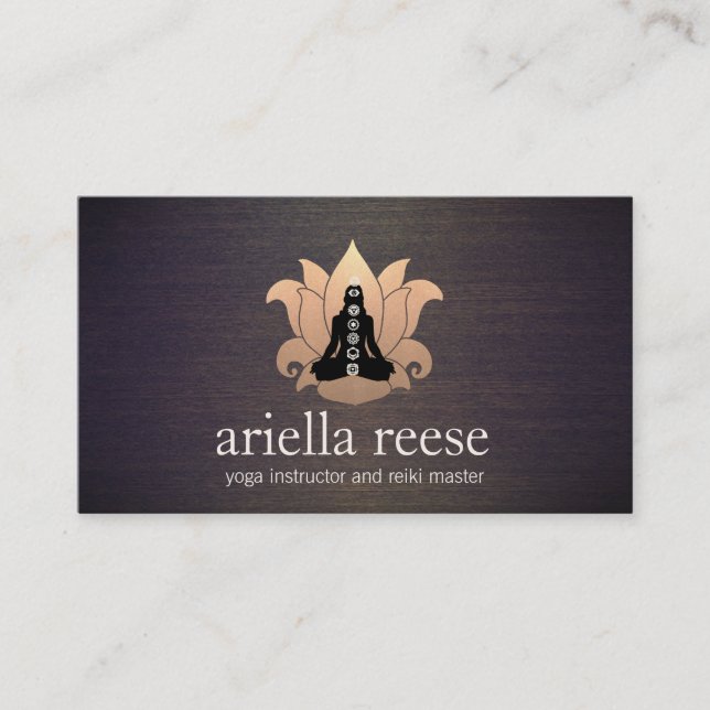 Chakra Lotus Yoga and Meditation Instructor Wood Business Card (Front)