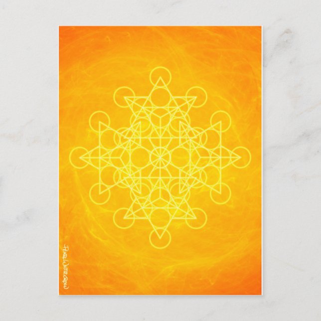 Chakra Mandala Sacred Geometry Bright Yellow Postcard (Front)