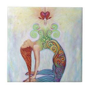 Chakra meditation ceramic tile