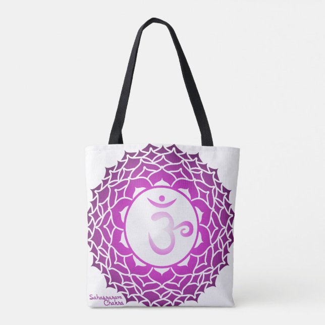 Chakra Om Namaste all over printed Tote Bag (Back)