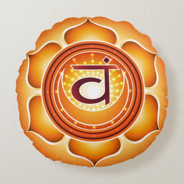 Chakra Svadhisthana Yoga Round Pillow (Front)