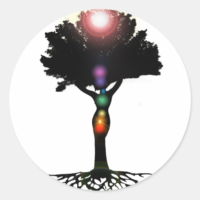 Chakra Tree Classic Round Sticker (Front)