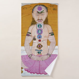 Chakra Yoga Illustration for Meditation Bath Towel