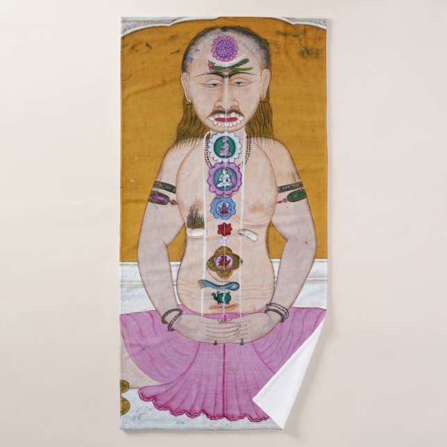 Chakra Yoga Illustration for Meditation Bath Towel (Bath Towel)