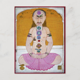Chakra Yoga Illustration for Meditation Postcard