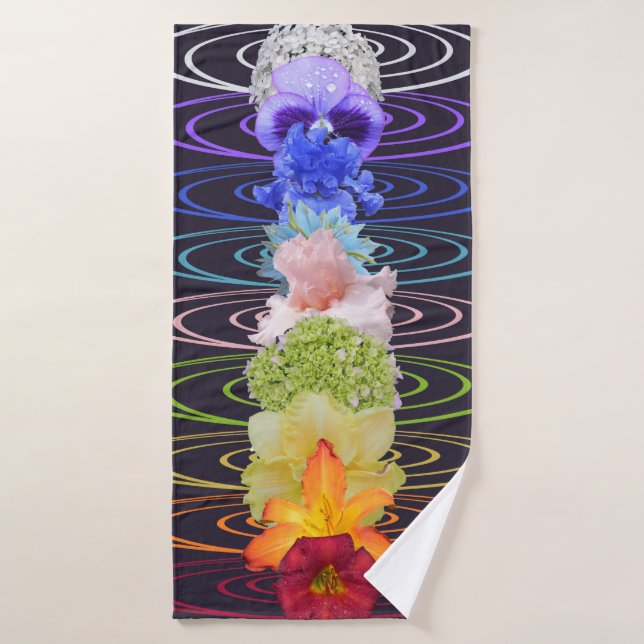Chakra Zen Meditation Colour Flowers Bath Towel Set (Bath Towel)