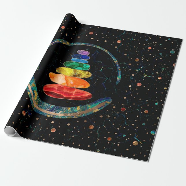 Chakras Zen Stones and Enso circle Wrapping Paper (Unrolled)