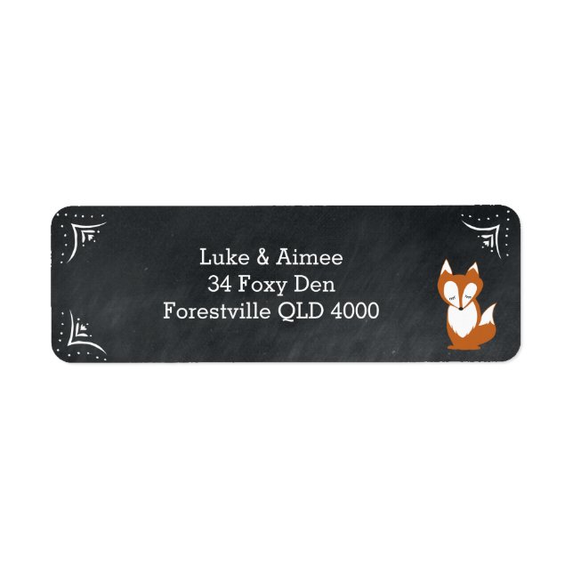 Chalboard Woodland Fox Address Sticker (Front)