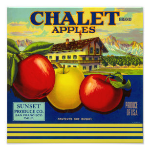 Chalet Apples packing label Photo Print
