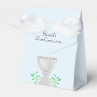 Chalice and Blue Buds Greenery First Communion