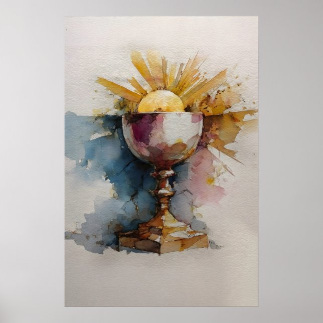 Chalice And Host Watercolor Print Minimalist (Front)